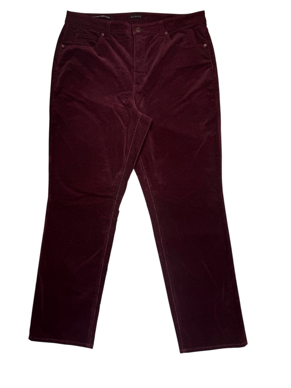 Talbots Curvy Burgundy Corduroy Straight Leg Pants Size 14 Stretch